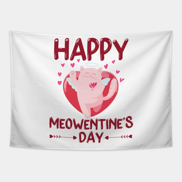Valentines Day Happy Meowentine's Day Cat Lover Tapestry by rhazi mode plagget