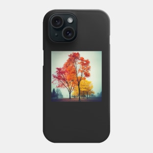 Autumn trees melancholy in a park Phone Case