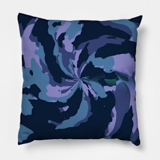 Blue Camo Watercolor Abstract Pillow