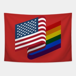 American Flag and Rainbow Flag Tapestry