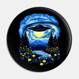 Starry Night UFO Alien Gifts Men Women Kids Funny Alien Pin