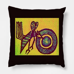 African Contemporary Artwork Painting of The Bee in Yellow and Blue Pillow