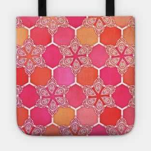 Pink Spice Honeycomb - Doodle Hexagon Pattern Tote