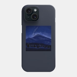 Cut Night art galaxy mountains and forest Phone Case