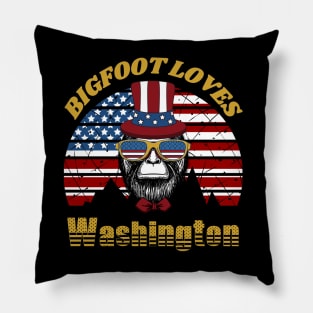 Bigfoot loves America and Washington Pillow