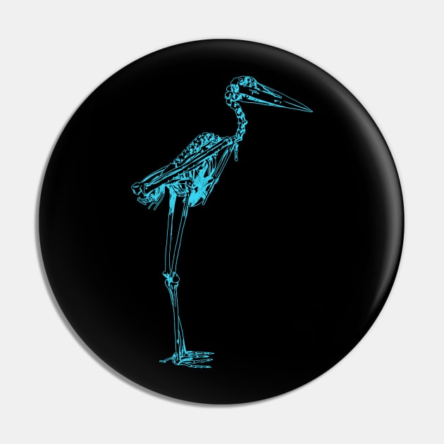Stork Skeleton Blue Pin by Little Birds