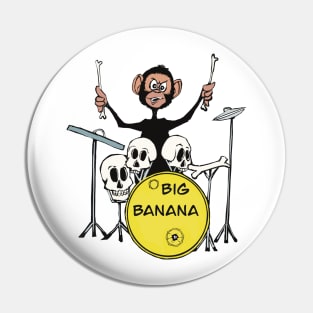 Chimp drumming in Big Banana Band-animals Pin