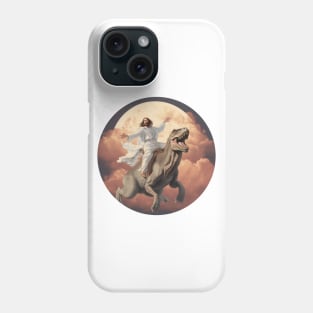 Jesus riding T-Rex in the heaven Phone Case