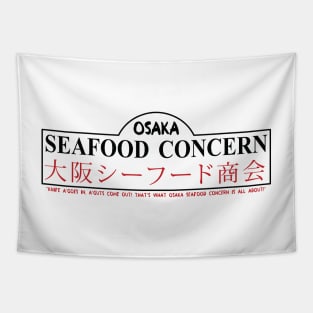 Osaka Seafood Concern (Black Text) Tapestry