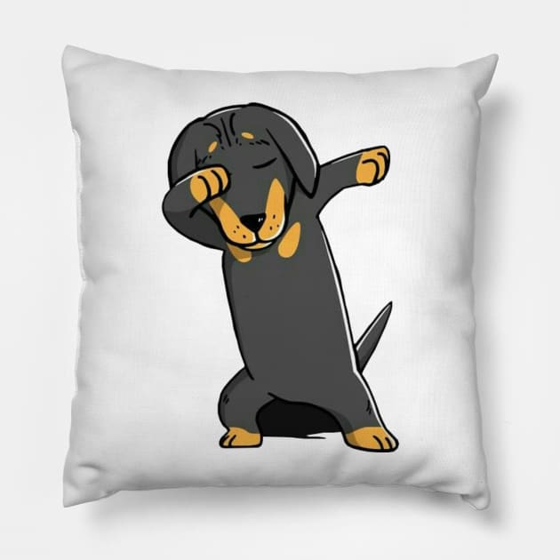 Dachshund Dabbing Dachshund Lovers Pillow by GRADA