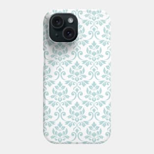 Feuille Damask Duck Egg Blue on White Pattern Phone Case