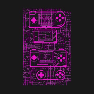 Neon Pink Handheld Gaming Controller Da Vinci Blueprint T-Shirt