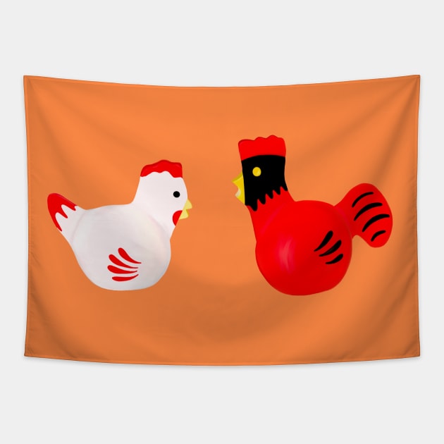 Just Us Chickens Tapestry by Jen Talley Design