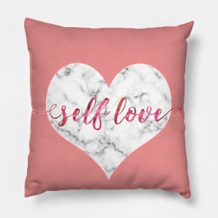 SELF LOVE | White Marble & Rose Watercolor Pillow