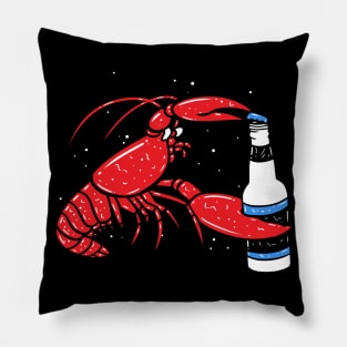Lobster Drinking Beer Pillow