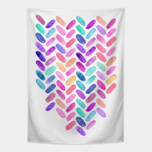 Rainbow Herringbone Watercolor Oblongs Tapestry