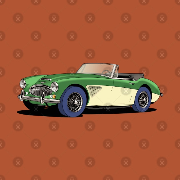 Two tone Austin-Healey 3000 in green and cream by Webazoot