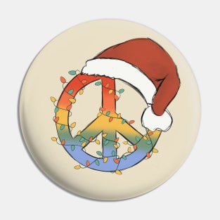 Peace Sign Santa Hat Christmas Lights Pin