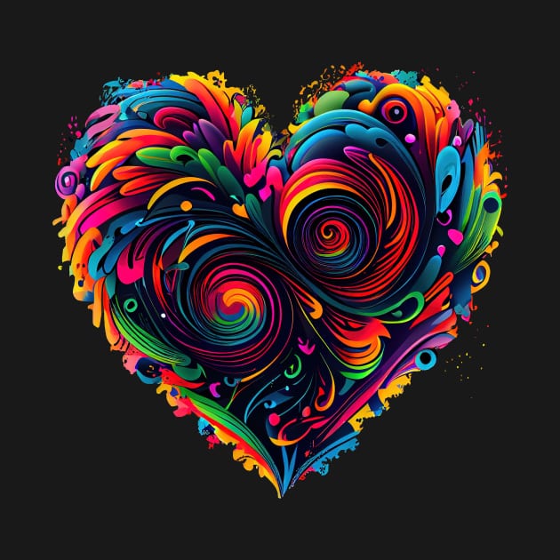 Heart in swirls of neon colors by Art8085