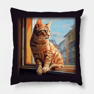 Orange Tabby In The Window Pillow