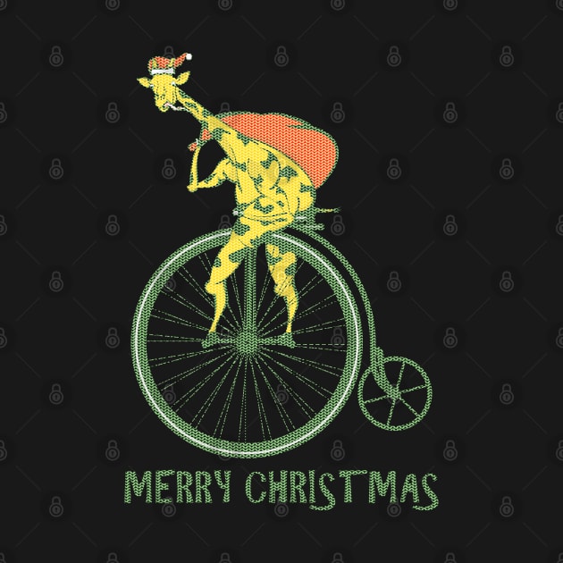 Funny Christmas sweater bicycle giraffe by mailboxdisco