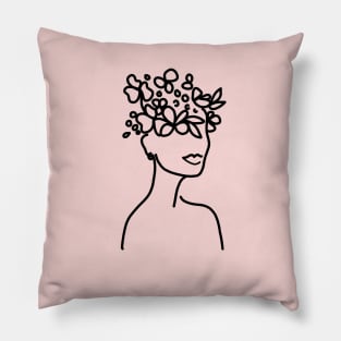 Flower Child Line Art Design Pillow