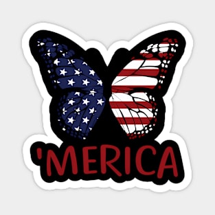 American Flag Butterfly 4Th Of July Usa Patriotic Merica Magnet