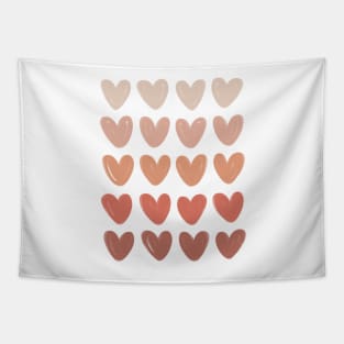 Cream, Pink, Red Gradient Heart Square Tapestry