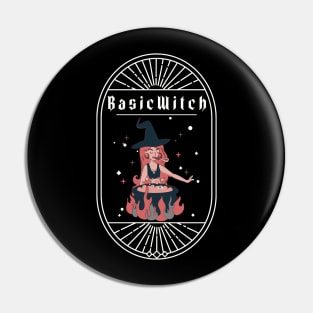 Basic Witch Dark Version Funny Halloween Design Pin