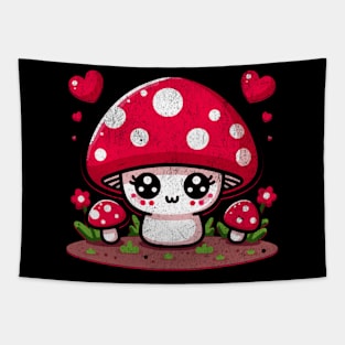 Cottagecore Kawaii Cute Mushroom Nature Cartoon Chibi Tapestry