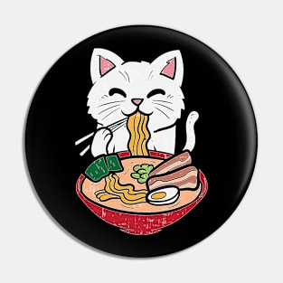 Cat Eating Ra Kawaii Japanese Noodles Anime Foodie Gift Pin