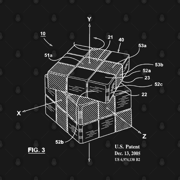 Discover Rubiks Cube Puzzle Game Patent Print - Rubiks Cube - T-Shirt