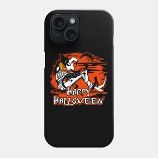 Happy Halloween Scarecrow and Black Cat Phone Case