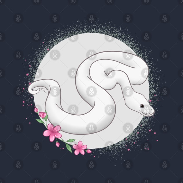 Blue-Eyed Leucistic Ball Python Floral Theme by anacecilia