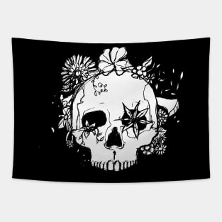 skull and flowers Tapestry