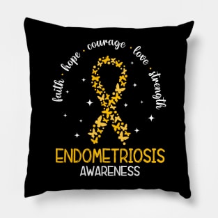 Endometriosis Awareness Proud Endometriosis Warrior, Yellow Ribbon Pillow