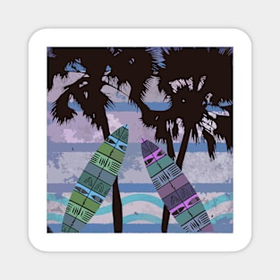 Palm trees with surfboards (2) Magnet