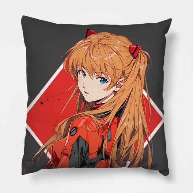 Asuka Langley Soryu evangelion Illustration Pillow by Graphicvibestore