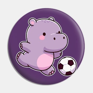 cute hippo play soccer ball Pin