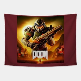 Doom Guy Big Gun Tapestry