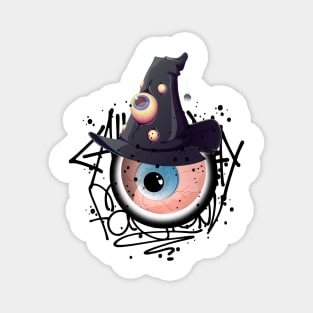 Monster Eye with Witch Hat Graffiti Magnet