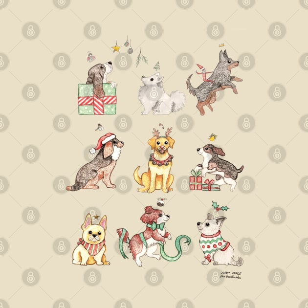 Cute Christmas Dogs by pinkart666