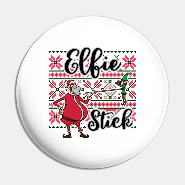 Funny Elf Pun Selfie Stick Santa Claus Christmas Meme Gift Pin by TellingTales