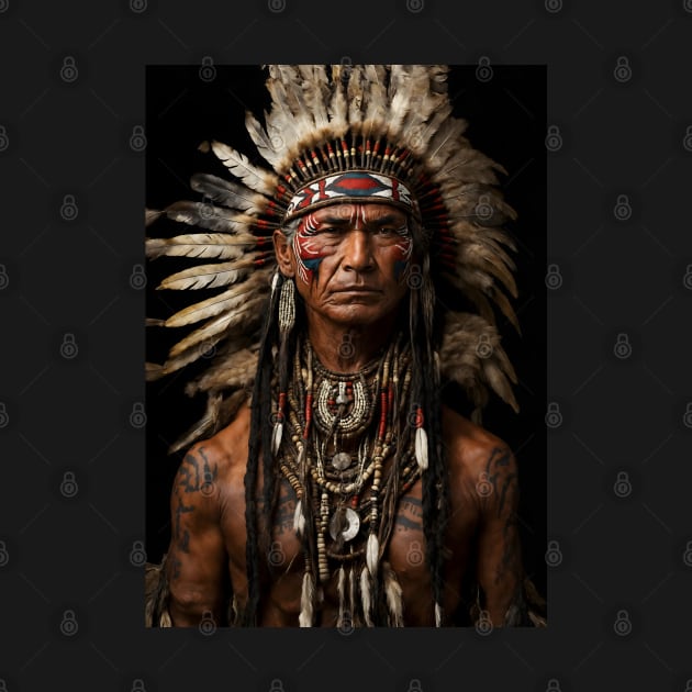 Cherokee Indian Chief Native American Warrior by EddieBalevo