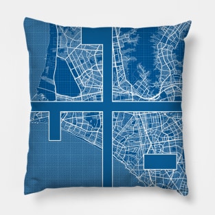 Lima, Peru City Map Typography - Blueprint Pillow