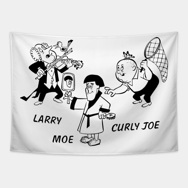 3 Stooges Cartoon Tapestry by Chewbaccadoll