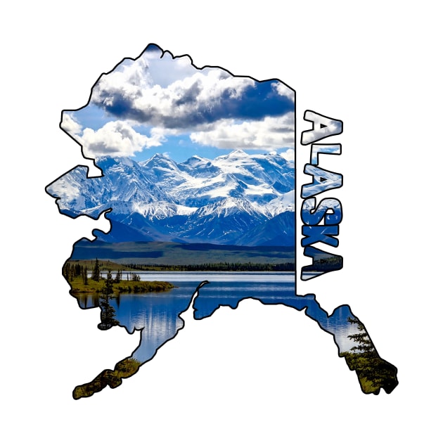 State of Alaska Outline with Mountains by gorff