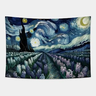 Enchanted Flower Garden Night: Hyacinth Starry Floral Tapestry