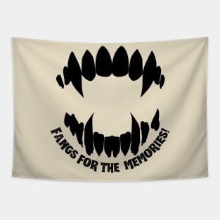 Fangs for the Memories Funny Halloween vampire graphic Tapestry