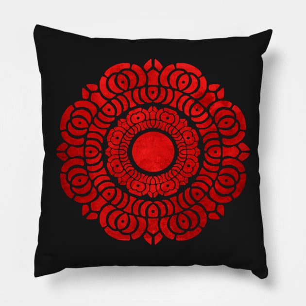 Red Lotus Symbol Pillow by Rebellion10